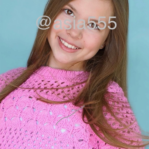 Zara Girls Bright Pink kids Open Knit cropped Crewneck Sweater 10/12 13/14 - Picture 5 of 17